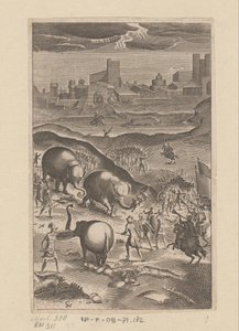 Elefanten beenden den Kampf zwischen den Truppen von Radirobanes und Polyrarque von Claude Mellan