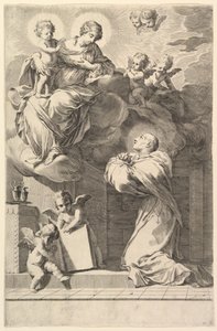 Heiliger Bernhard kniet vor der Jungfrau und dem Kind, 1640 von Claude Mellan