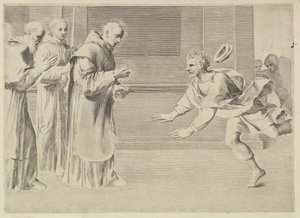 St. Wilhelm, Herzog von Aquitanien, bekehrt von St. Bernhard von Claude Mellan