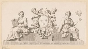 Wappen der Notare des Châtelet in Paris mit Personifikationen des Guten Glaubens und des Gesetzes