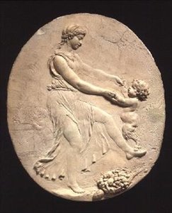 Bacchantin und ein kleiner Satyr von Claude Michel Clodion