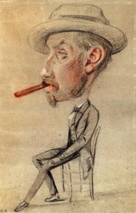 Karikatur eines Mannes mit einer großen Zigarre von Claude Monet