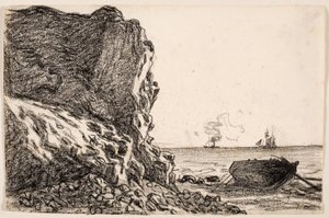 Klippen und Meer, Sainte-Adresse, ca. 1864 von Claude Monet