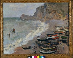 Etretat: der Strand und das Tor von Amont von Claude Monet