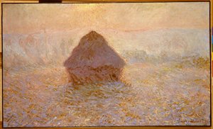 Heuschober, Sonne im Nebel