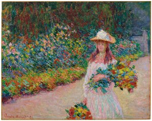 Junges Mädchen im Garten von Giverny von Claude Monet