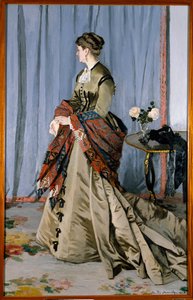 Ganzkörperporträt von Madame Louis Joachim Gaudibert (1846-1877) im Jahr 1868 von Claude Monet