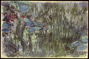 Seerosen mit Spiegelungen von Weiden, ca. 1920 von Claude Monet