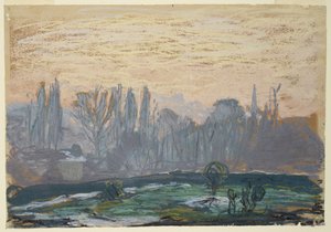 Winterlandschaft mit Abendhimmel, ca. 1870-80 von Claude Monet