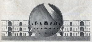 Querschnitt eines Friedhofsplans für die Stadt Chaux von Claude Nicolas Ledoux (1736-1806).