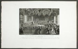 Sondersitzung von Ludwig XVI. im Palast, aus der Serie Tableaux historiques de la Révolution française von Claude Niquet