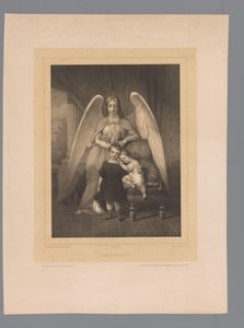 Schutzengel steht hinter zwei kleinen Kindern von Claude Régnier