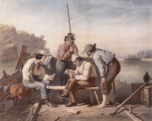 In einer Zwickmühle, Mississippi-Flößer beim Kartenspielen