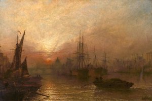Der Pool der Themse, über Londons stillem Highway, 1890 von Claude T. Stanfield Moore