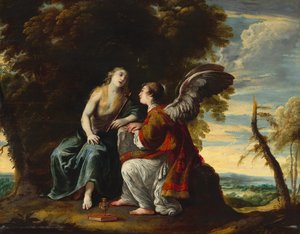 Maria Magdalena getröstet von einem Engel