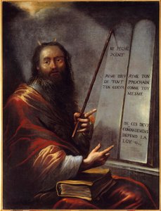 Moses und die Gesetzestafeln. Gemälde von Claude Vignon (1593-1670) 17. Jahrhundert. Rouen, Musee des Beaux Arts. von Claude Vignon