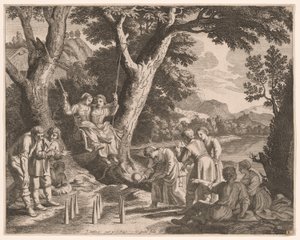 Ein Spiel von Boule, Platte 9 aus Pastorales von Claudine Bouzonnet Stella