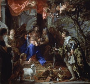 Die Jungfrau und das Kind, verehrt von König Ludwig von Frankreich von Claudio Coello