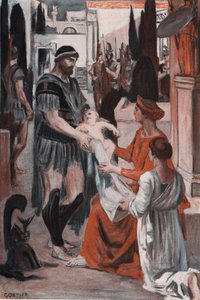 Abschied von Hector und Andromache. Illustration von Clement Gontier (1876-1918) für Homers 
