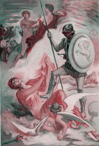 Venus wurde von Diomedes verletzt, als sie versuchte, ihren Sohn Aeneas zu retten. Illustration von Clement Gontier für Homers 