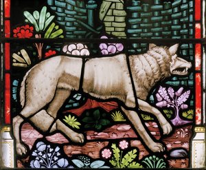 Wolf, Detail aus Der Gute Hirte, 1865 von Clement James Heaton
