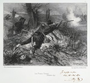 Deutsch-Französischer Krieg 1870-1871: Französische Schützen. Aus einer Serie von Lithografien von Clement August Andrieux über die Nationalgarden. von Clément Auguste Andrieux