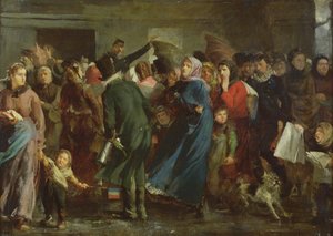 Schlange vor dem Metzgerladen von Clément Auguste Andrieux
