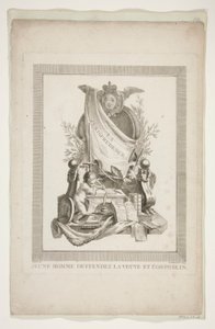 Elf Blätter aus Nouveaux Trophées et Cartouches représentant les arts et les sciences von Clément Pierre Marillier
