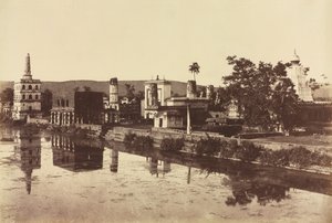 Tank und Tempel in Bunshunkuree, um 1857 von Col. Thomas Biggs