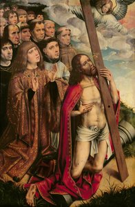 Christus der Mittler mit Philipp dem Schönen (1478-1506) und seinem Gefolge, linkes Flügelbild eines Altars