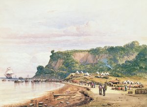 Landung der britischen und französischen Truppen in Varua am Schwarzen Meer von H.M.S. Bellerophon, 17. Juli 1854 im Krimkrieg von Colonel Ben Hallewell