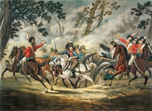 Englische Leichte Kavallerie greift französische Artillerie an, aus 