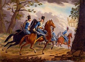 Österreichische Husaren auf der Verfolgung des Feindes, 1799 von Conrad Gessner