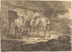 Pferde an der Hüttentür von Conrad Gessner
