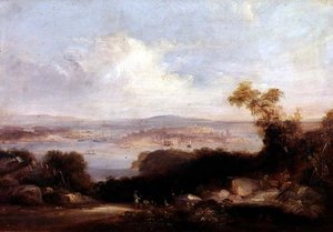 Weitläufiger Blick auf den Hafen von Sydney von Conrad Martens