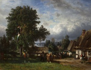 Apfelernte in der Normandie, 1835-65 von Constant Emile Troyon
