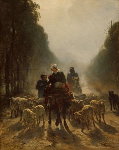 Der Weg zum Markt, 1858-59 von Constant Emile Troyon
