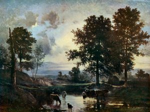 Viehtränke, frühe 1850er Jahre von Constant Troyon