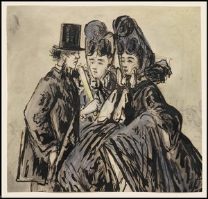Ein Herr und zwei Damen, 1860er Jahre von Constantin Guys