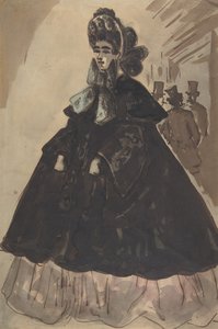Eine Dame mit Haube und Mantel, 19. Jahrhundert
