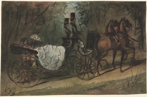 Kutsche im Bois de Boulogne von Constantin Guys