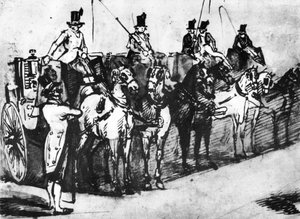 Wartende Kutschen, 19. Jahrhundert von Constantin Guys