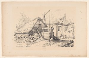 Bauernhof mit Wasserbrunnen von Constantinus Cornelis Huysmans