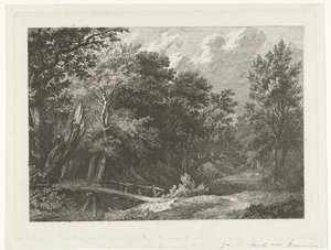 Waldansicht mit Holzbrücke von Constantinus Cornelis Huysmans