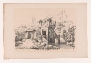 Brücke mit bewachsenem Turm