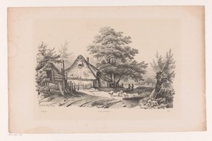 Landweg mit Bauernhof von Constantinus Cornelis Huysmans