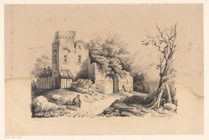 Wanderer bei Ruine von Constantinus Cornelis Huysmans