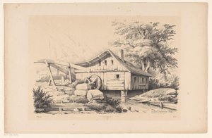 Wassermühle in Berglandschaft