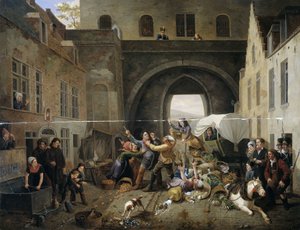 Eine Kollision an der Porte de Hal, Brüssel von Constantinus Fidelio Coene