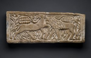 Löwe greift eine Antilope an, aus Ägypten